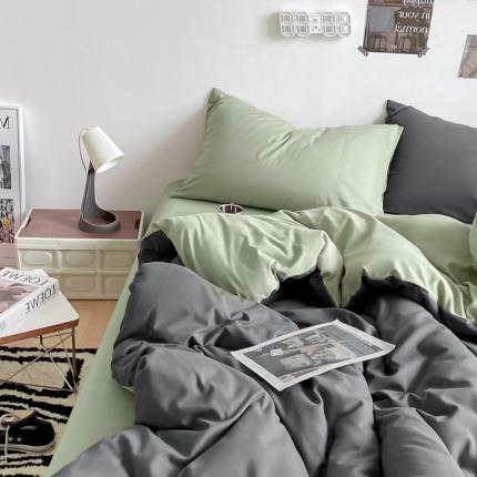 91家纺网 家纺一手货源 找家纺 优承佳 2023新款简约亲肤磨毛四件套系列 抹茶深灰