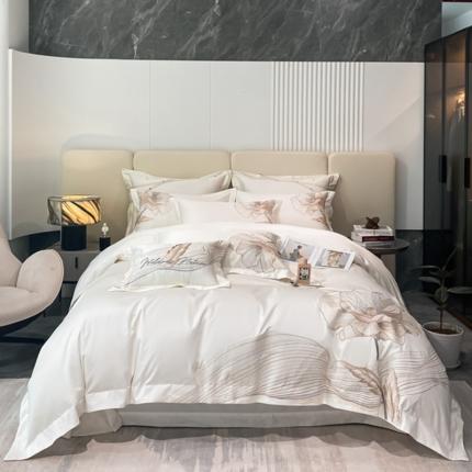 91家纺网 家纺一手货源 找家纺 （总）魅都新款100s阿克苏长绒棉刺绣四件套-米兰