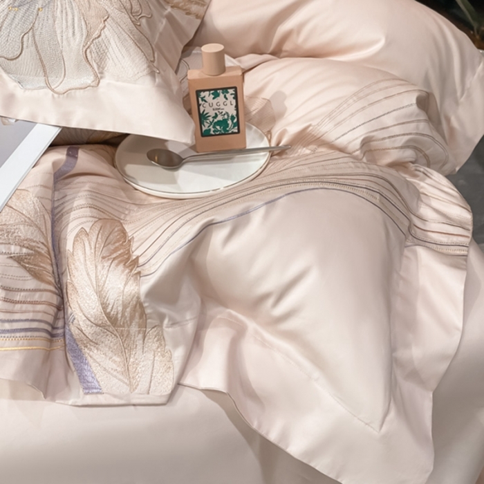 91家纺网 家纺一手货源 找家纺 魅都新款100阿克苏长绒棉刺绣四件套-米兰樱花粉