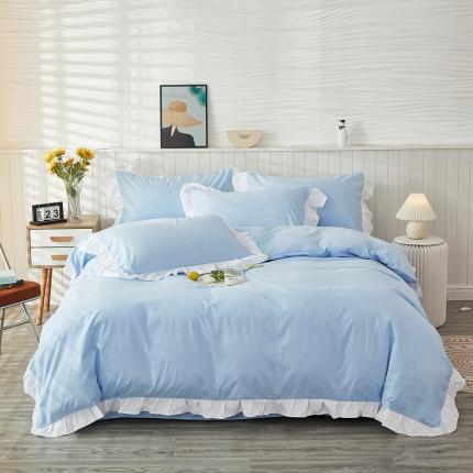 91家纺网 家纺一手货源 找家纺 啊雅家居 2025新款轻奢韩式花边华夫格四件套 梦幻兰