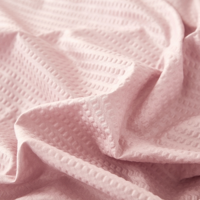 91家纺网 家纺一手货源 找家纺 啊雅家居 2025新款轻奢韩式花边华夫格四件套 梦幻粉