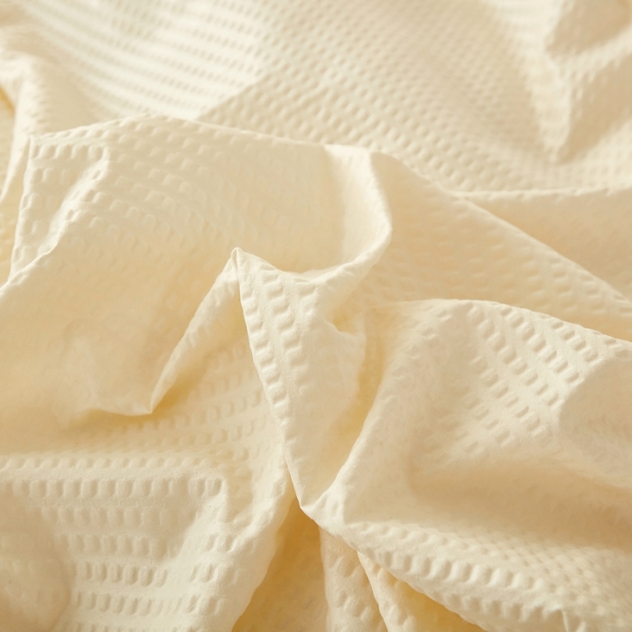 91家纺网 家纺一手货源 找家纺 啊雅家居 2025新款轻奢韩式花边华夫格四件套 梦幻黄