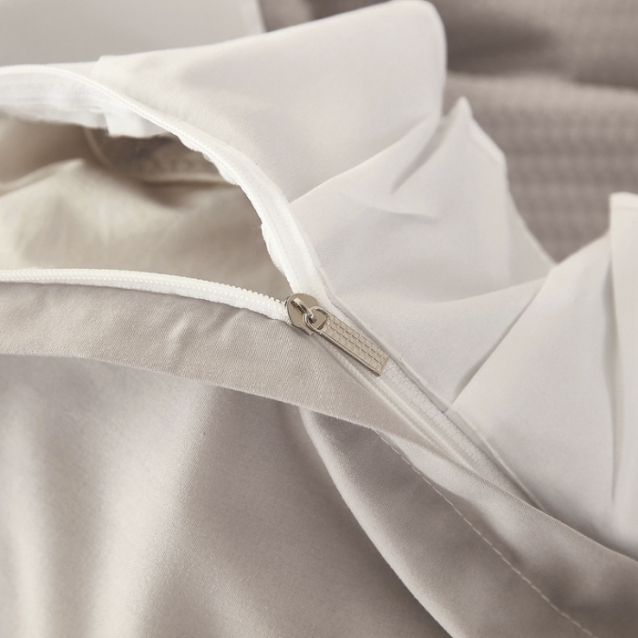 91家纺网 家纺一手货源 找家纺 啊雅家居 2025新款轻奢韩式花边华夫格四件套 梦幻灰