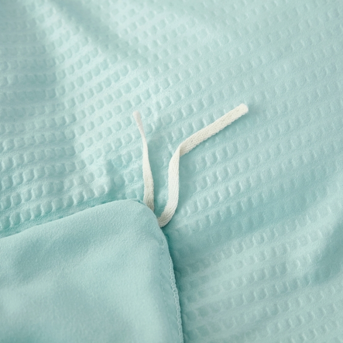 91家纺网 家纺一手货源 找家纺 啊雅家居 2025新款轻奢韩式花边华夫格四件套 梦幻绿