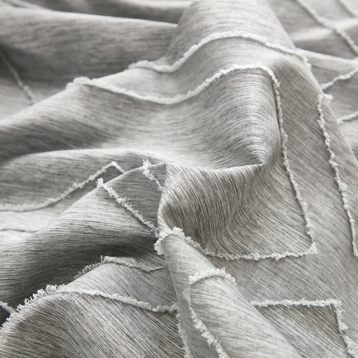 91家纺网 家纺一手货源 找家纺 啊雅家居2025新款韩版肌理纹立体剪花花边四件套 肮理灰