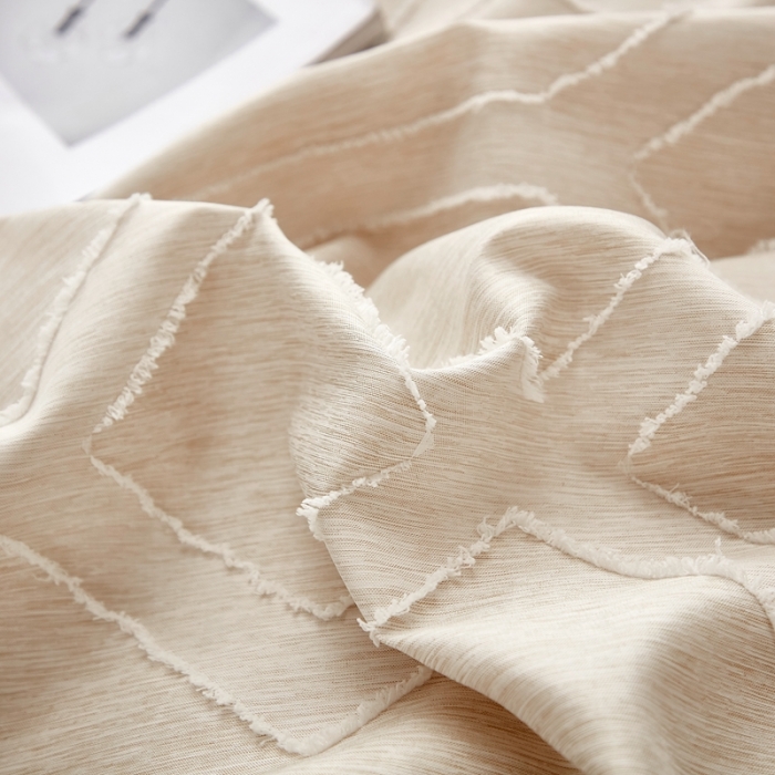 91家纺网 家纺一手货源 找家纺 啊雅家居2025新款韩版肌理纹立体剪花花边四件套 肌理黄