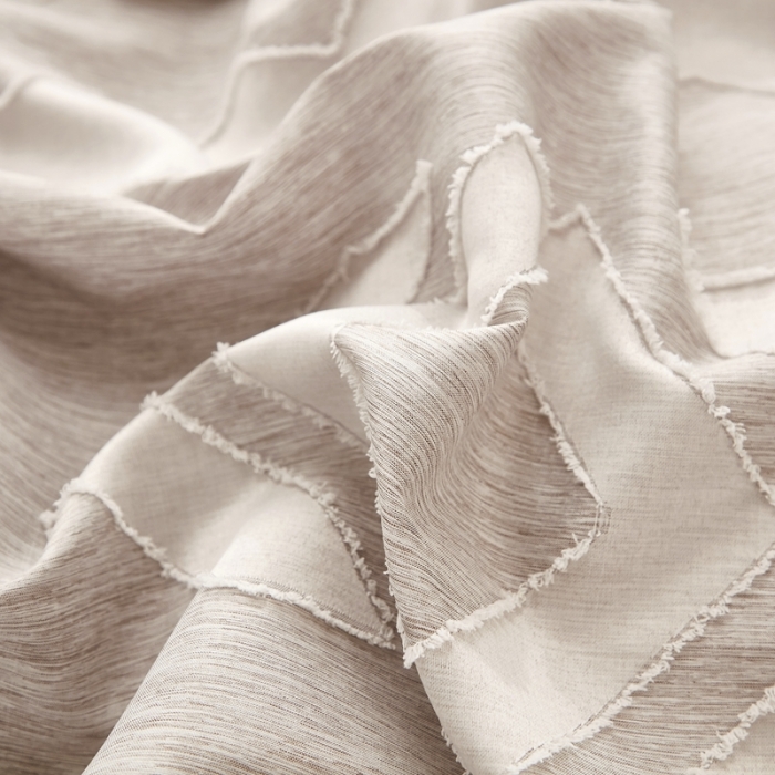 91家纺网 家纺一手货源 找家纺 啊雅家居2025新款韩版肌理纹立体剪花花边四件套 肌理咖