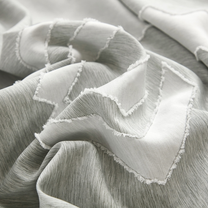 91家纺网 家纺一手货源 找家纺 啊雅家居2025新款韩版肌理纹立体剪花花边四件套 肌理浅绿