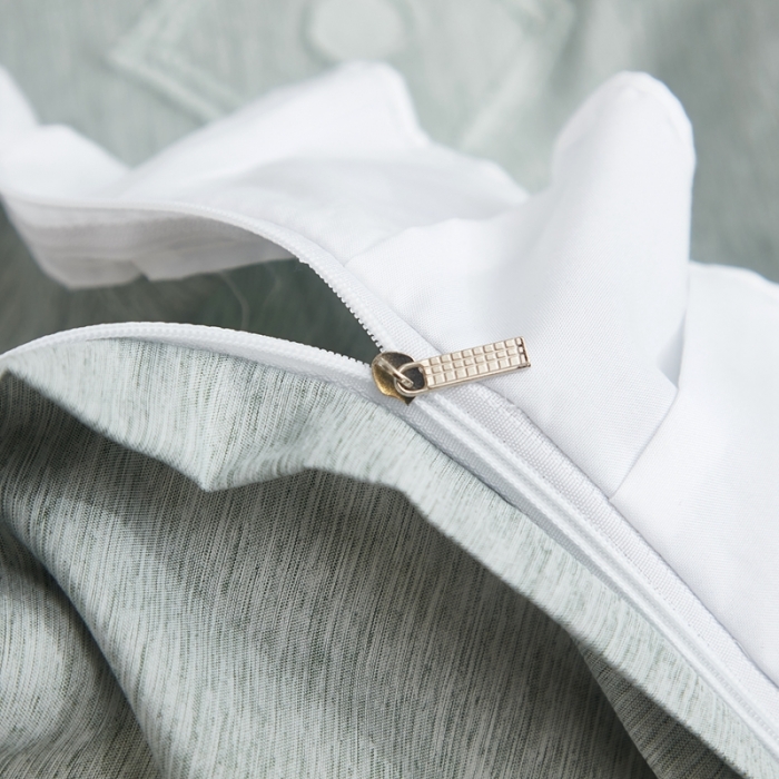 91家纺网 家纺一手货源 找家纺 啊雅家居2025新款韩版肌理纹立体剪花花边四件套 肌理深绿