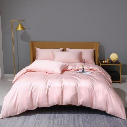 91家纺网 家纺一手货源 找家纺 2022新款纯棉50支双股贡缎长绒棉纯色四件套全棉-纯沐浅粉玉