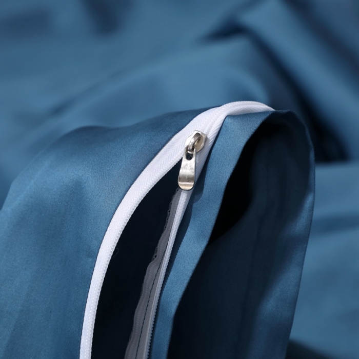 91家纺网 家纺一手货源 找家纺 晶缦2022新款纯棉50支双股贡缎长绒棉纯色四件套纯沐-宝石蓝