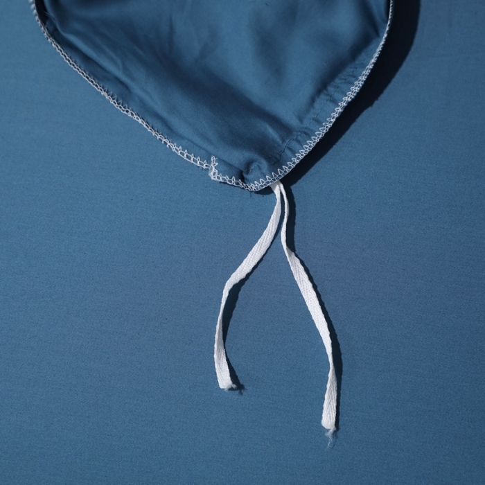 91家纺网 家纺一手货源 找家纺 晶缦2022新款纯棉50支双股贡缎长绒棉纯色四件套纯沐-宝石蓝