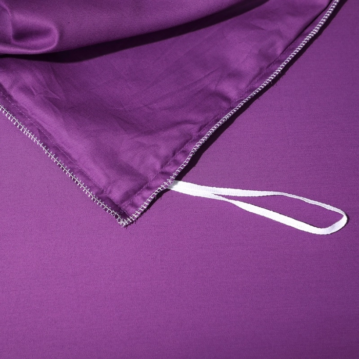 91家纺网 家纺一手货源 找家纺 2022新款纯棉50支双股贡缎长绒棉纯色四件套全棉-纯沐罗兰紫