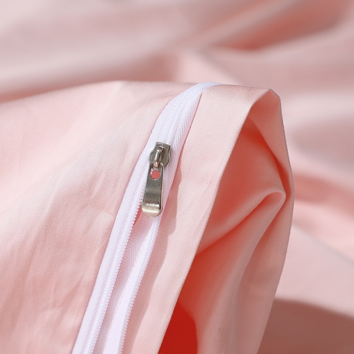 91家纺网 家纺一手货源 找家纺 2022新款纯棉50支双股贡缎长绒棉纯色四件套全棉-纯沐浅粉玉