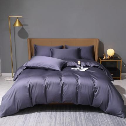 2022新款纯棉50支双股贡缎长绒棉纯色四件套全棉-纯沐深度灰