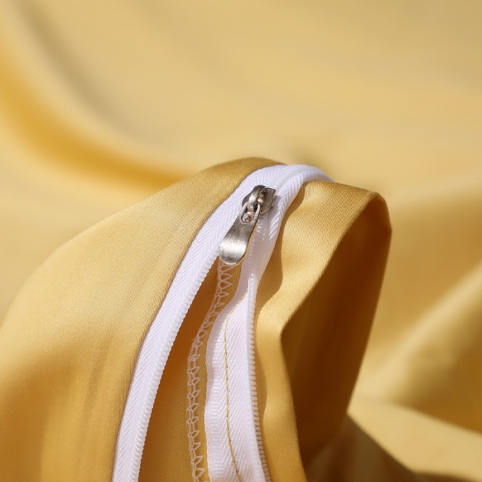 91家纺网 家纺一手货源 找家纺 2022新款纯棉50支双股贡缎长绒棉纯色四件套全棉-纯沐玉米黄