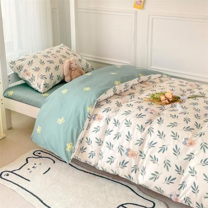 名兮 2022新款AB版清新全棉印花学生三四件套系列 花花熊