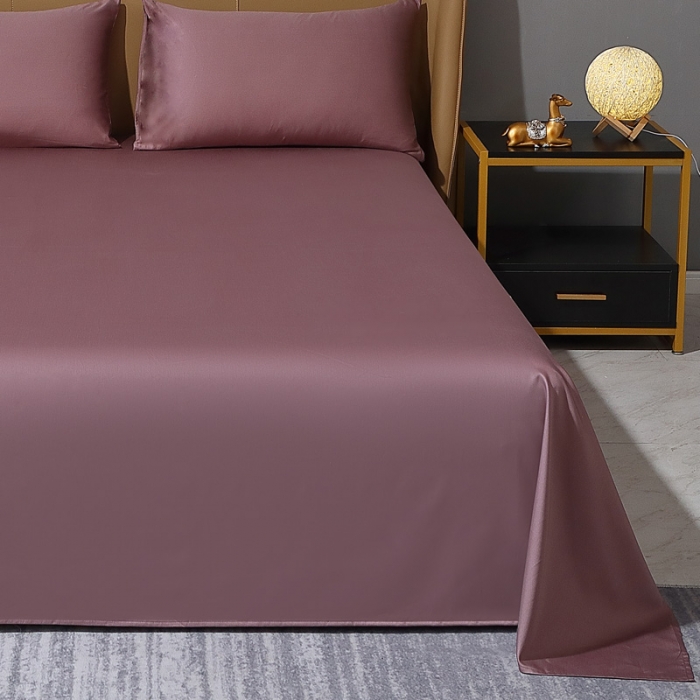 91家纺网 家纺一手货源 找家纺 晶缦 2022新款纯棉50支双股贡缎长绒棉纯色单床单-纯沐 纯沐-帛咖色