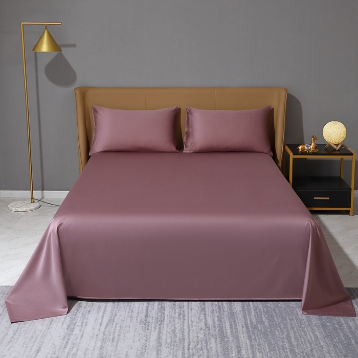 91家纺网 家纺一手货源 找家纺 晶缦 2022新款纯棉50支双股贡缎长绒棉纯色单床单-纯沐 纯沐-帛咖色