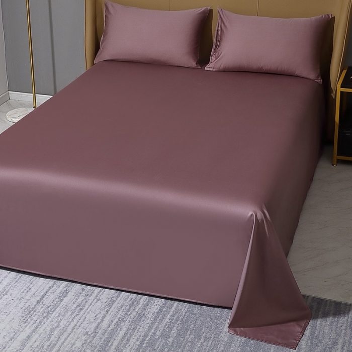 91家纺网 家纺一手货源 找家纺 晶缦 2022新款纯棉50支双股贡缎长绒棉纯色单床单-纯沐 纯沐-帛咖色