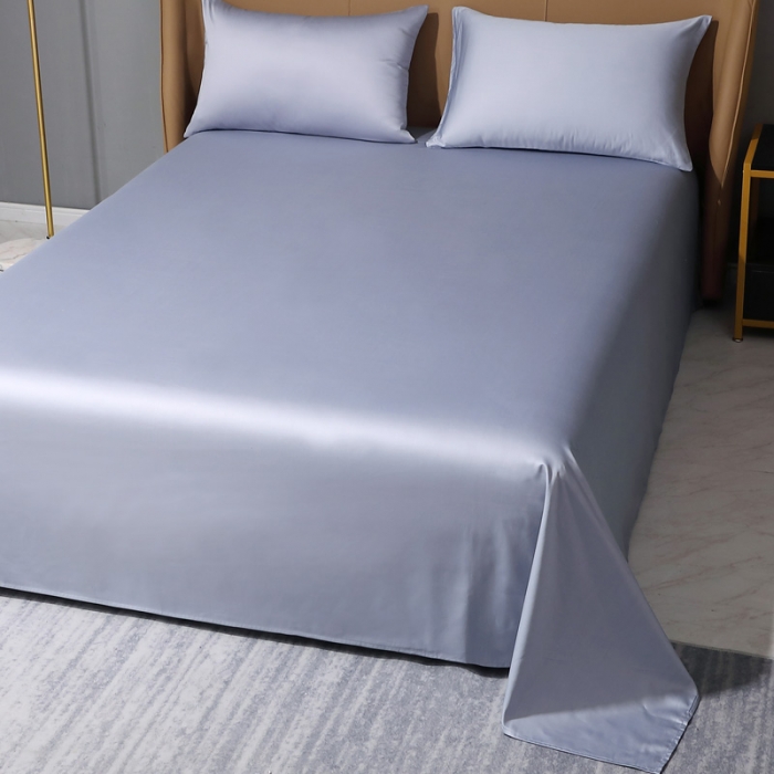 91家纺网 家纺一手货源 找家纺 2022全棉纯棉50支双股S贡缎长绒棉纯色单品床单纯沐-绫兰灰