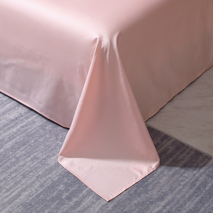 91家纺网 家纺一手货源 找家纺 2022全棉纯棉50支双股S贡缎长绒棉纯色单品床单纯沐-浅粉玉