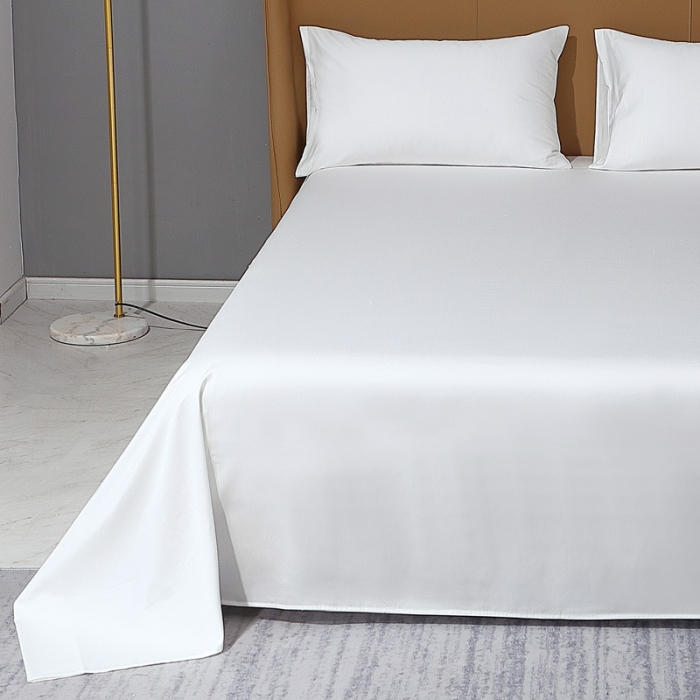 91家纺网 家纺一手货源 找家纺 2022全棉纯棉50支双股S贡缎长绒棉纯色单品床单纯沐-绅士白