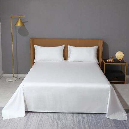2022全棉纯棉50支双股S贡缎长绒棉纯色单品床单纯沐-绅士白