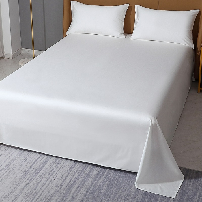 91家纺网 家纺一手货源 找家纺 2022全棉纯棉50支双股S贡缎长绒棉纯色单品床单纯沐-绅士白