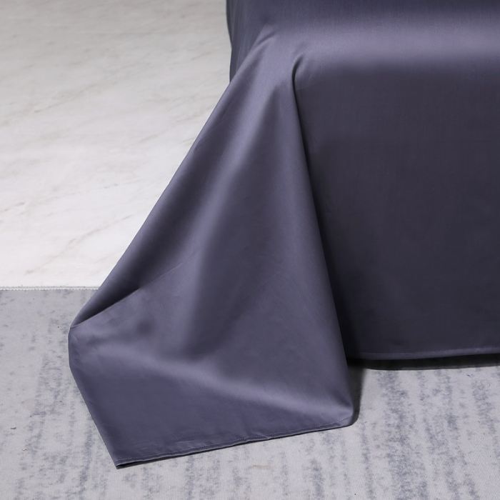 91家纺网 家纺一手货源 找家纺 2022全棉纯棉50支双股S贡缎长绒棉纯色单品床单纯沐-深度灰