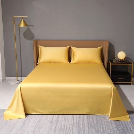 2022全棉纯棉50支双股S贡缎长绒棉纯色单品床单纯沐-玉米黄