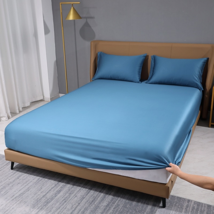 91家纺网 家纺一手货源 找家纺 (总)2024新款全棉纯棉50支双股S贡缎长绒棉纯色单品单床笠单品床罩床垫保护套