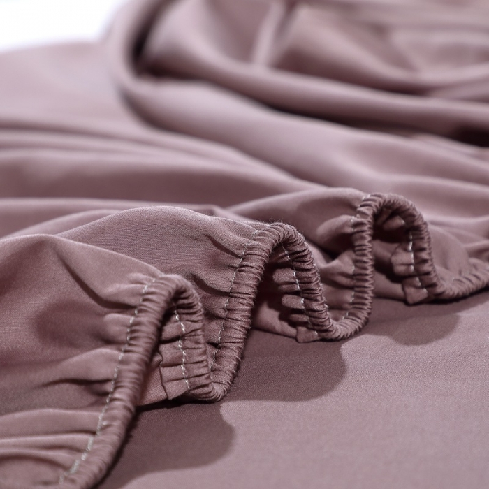 91家纺网 家纺一手货源 找家纺 晶缦 2022新款纯棉50支双股贡缎长绒棉纯色单床笠-纯沐 纯沐-帛咖色