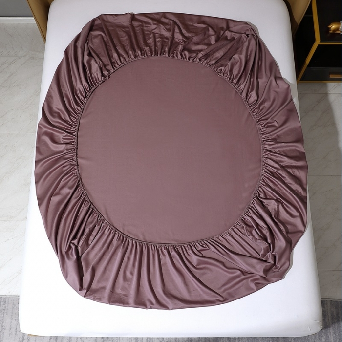 91家纺网 家纺一手货源 找家纺 晶缦 2022新款纯棉50支双股贡缎长绒棉纯色单床笠-纯沐 纯沐-帛咖色