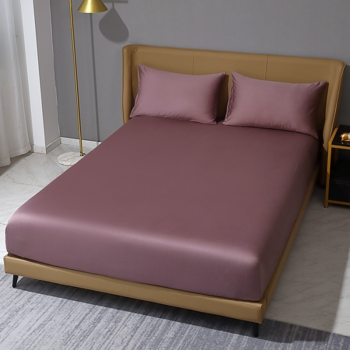 91家纺网 家纺一手货源 找家纺 晶缦 2022新款纯棉50支双股贡缎长绒棉纯色单床笠-纯沐 纯沐-帛咖色