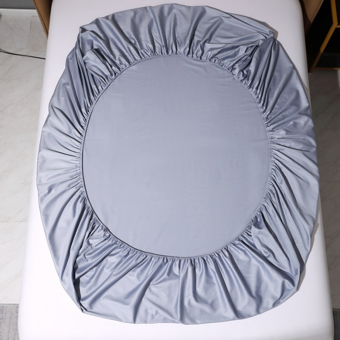 91家纺网 家纺一手货源 找家纺 2022全棉纯棉50支双股S贡缎长绒棉纯色单床笠单品纯沐绫兰灰