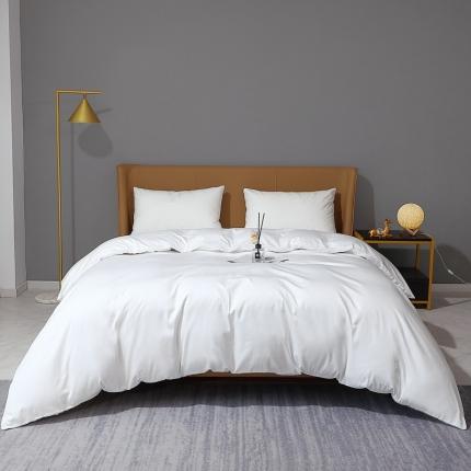 91家纺网 家纺一手货源 找家纺 2022全棉纯棉50支双股贡缎长绒棉纯色单被套单件品纯沐绅士白