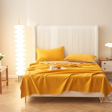 91家纺网 家纺一手货源 找家纺 晨曦软糯撸猫毯夏被毯四季空调毯华芙绒毛毯双层复合毯 芥子色