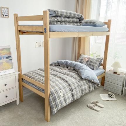 91家纺网 家纺一手货源 找家纺 2023新款AB版学生全棉三件套 莫妮灰+浅兰