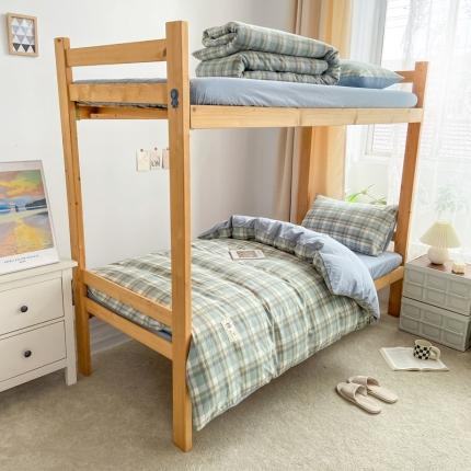 91家纺网 家纺一手货源 找家纺 2023新款AB版学生全棉三件套 莫妮绿+浅兰