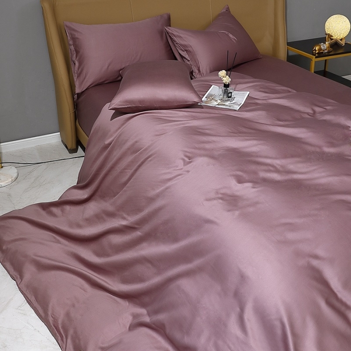 91家纺网 家纺一手货源 找家纺 晶缦 2022新纯棉50支双股贡缎长绒棉纯色单被套纯沐-帛咖色