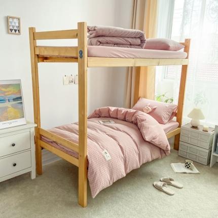 91家纺网 家纺一手货源 找家纺 2023新款AB版学生全棉三件套 小粉格+脏粉