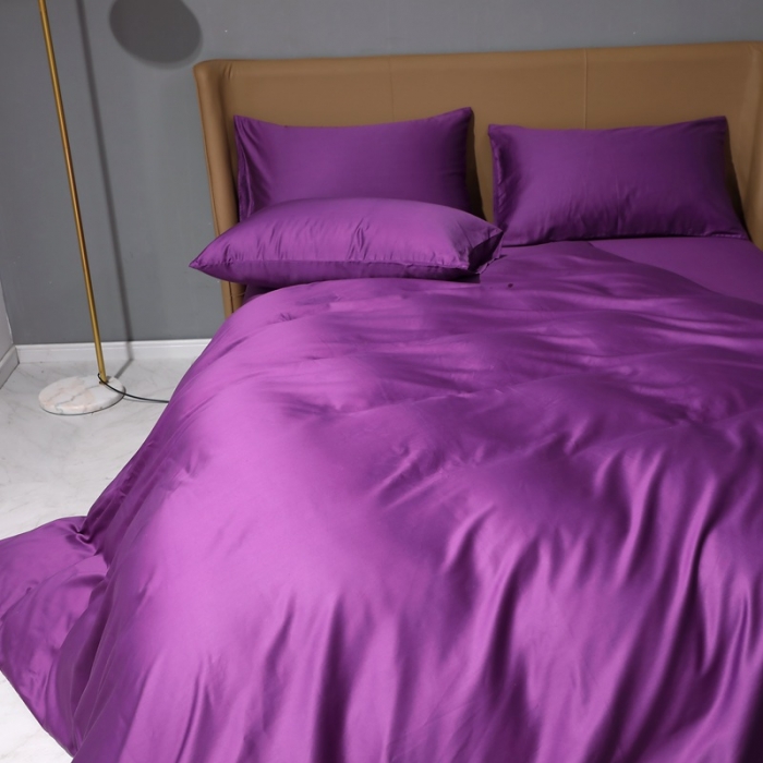 91家纺网 家纺一手货源 找家纺 晶缦 2022新纯棉50支双股贡缎长绒棉纯色单被套纯沐-罗兰紫