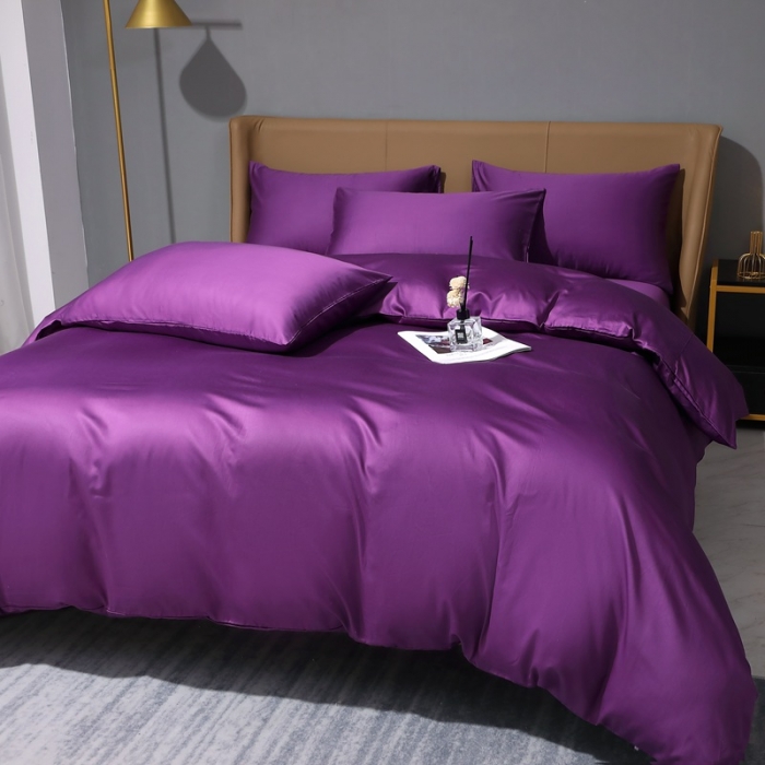 91家纺网 家纺一手货源 找家纺 晶缦 2022新纯棉50支双股贡缎长绒棉纯色单被套纯沐-罗兰紫