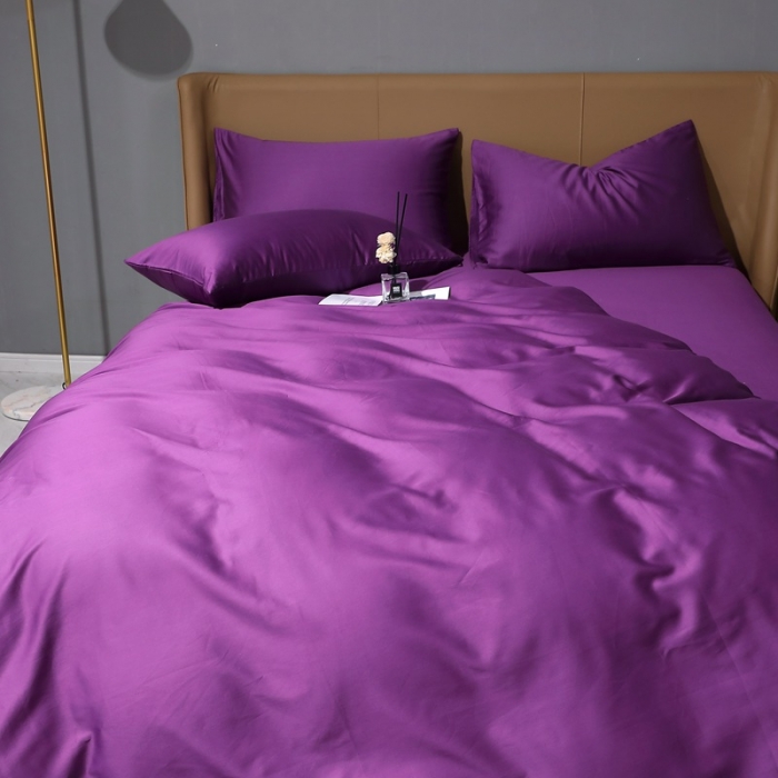 91家纺网 家纺一手货源 找家纺 晶缦 2022新纯棉50支双股贡缎长绒棉纯色单被套纯沐-罗兰紫
