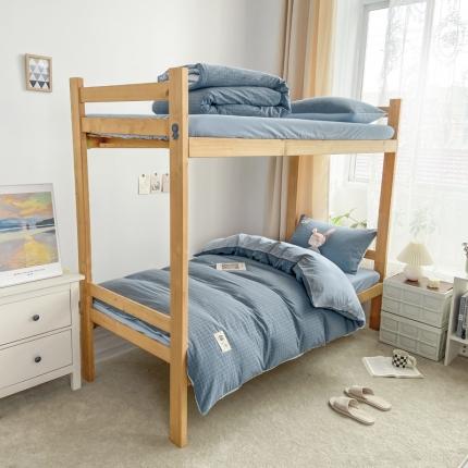 91家纺网 家纺一手货源 找家纺 2023新款AB版学生全棉三件套 小蓝格+天蓝