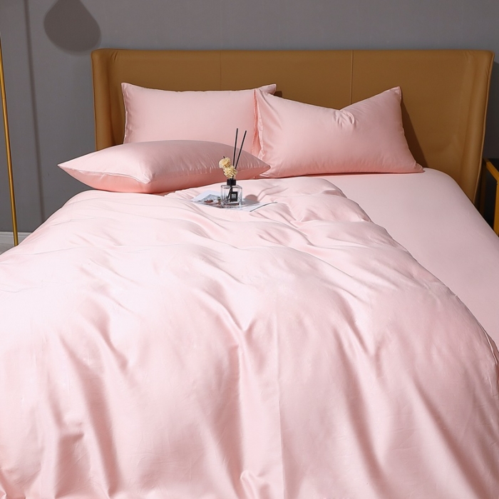 91家纺网 家纺一手货源 找家纺 2022全棉纯棉50支双股贡缎长绒棉纯色单被套单件品纯沐浅粉玉