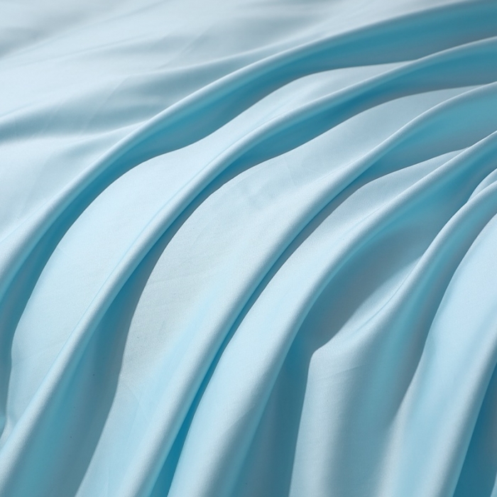 91家纺网 家纺一手货源 找家纺 2022全棉纯棉50支双股贡缎长绒棉纯色单被套单件品纯沐浅天蓝