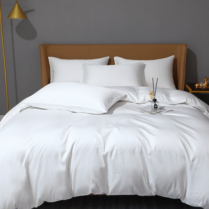 91家纺网 家纺一手货源 找家纺 2022全棉纯棉50支双股贡缎长绒棉纯色单被套单件品纯沐绅士白