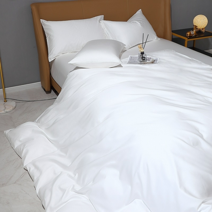 91家纺网 家纺一手货源 找家纺 2022全棉纯棉50支双股贡缎长绒棉纯色单被套单件品纯沐绅士白